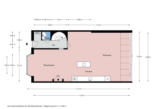 Floorplan - Van Harteveldstraat 26, 2371 VL Roelofarendsveen